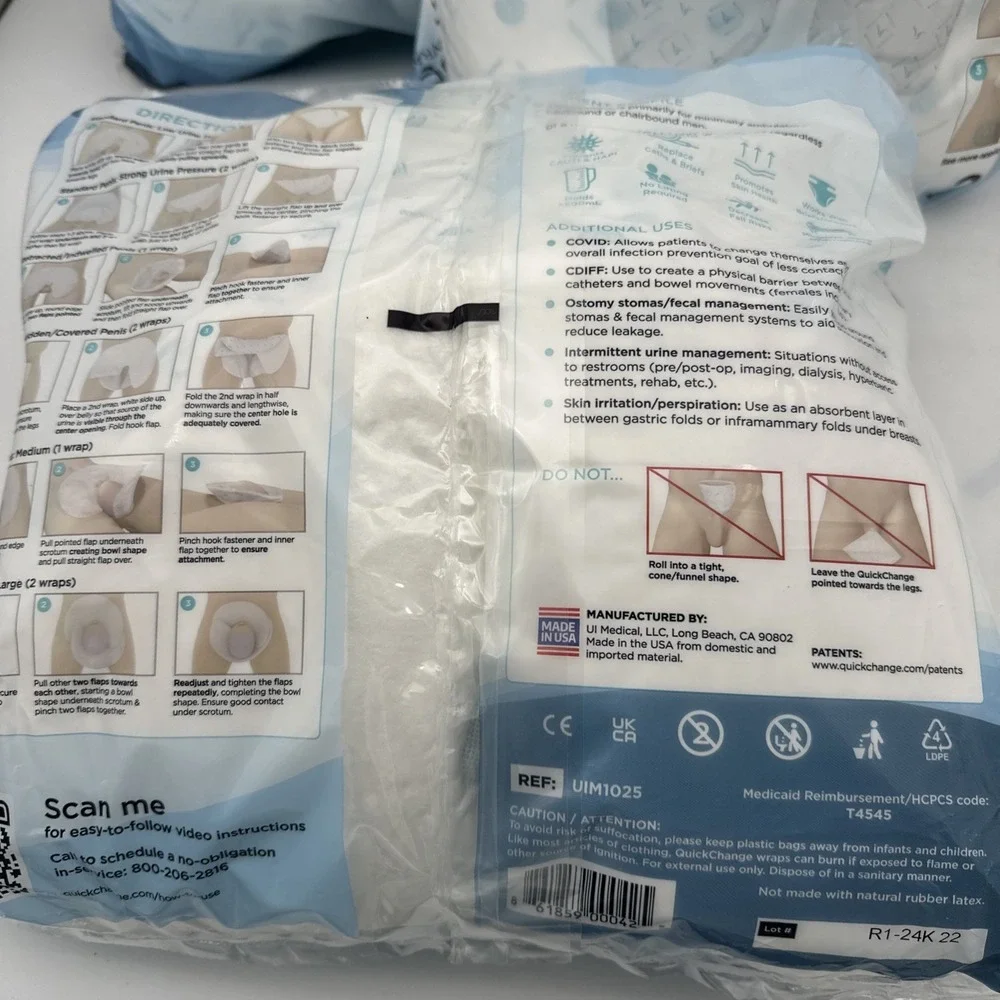 QuickChange Male Incontinence Urine Management Wrap 75 Total Count - 3 Bags